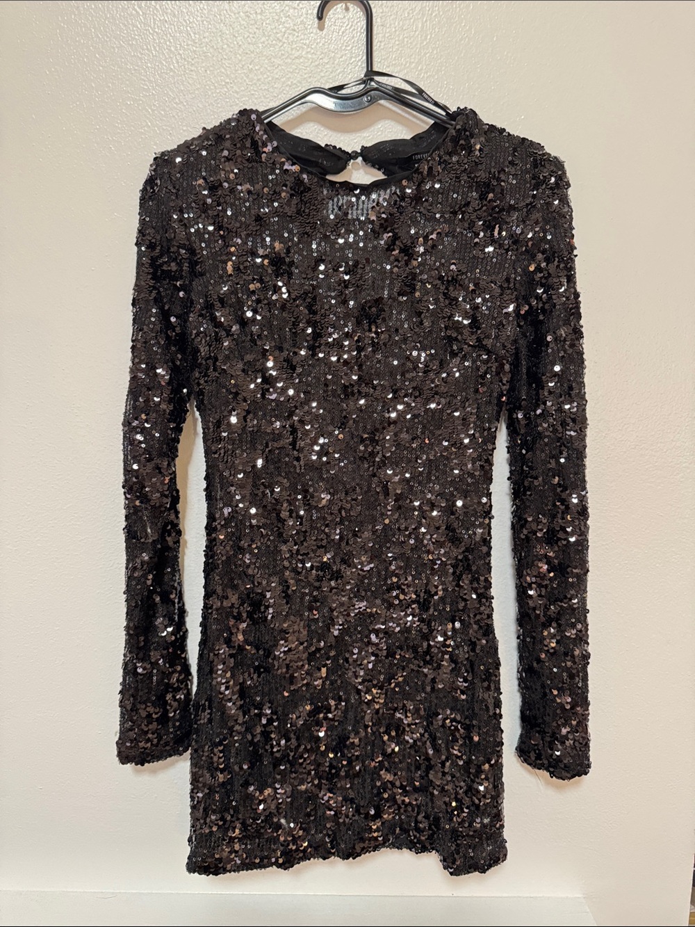 Forever 21 Black Long-Sleeve Sequin Mini Dress
